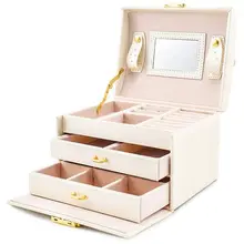 ABUI-чехол для ювелирных изделий/коробки/коробка для макияжа, чехол для ювелирных изделий и косметики с 2 ящиками 3 слоя