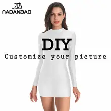 NADANBAO Настроить Летнее платье для женщин короткое платье DIY 3D печать сексуальные эластичные платья с длинным рукавом