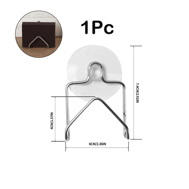 Kitchen Stainless Steel Sponges Holder Storage Rack Self Adhesive Sink Sponges Drain Drying Rack Kitchen Sink Storage Stand 3PCS Type A---1PC Holder
