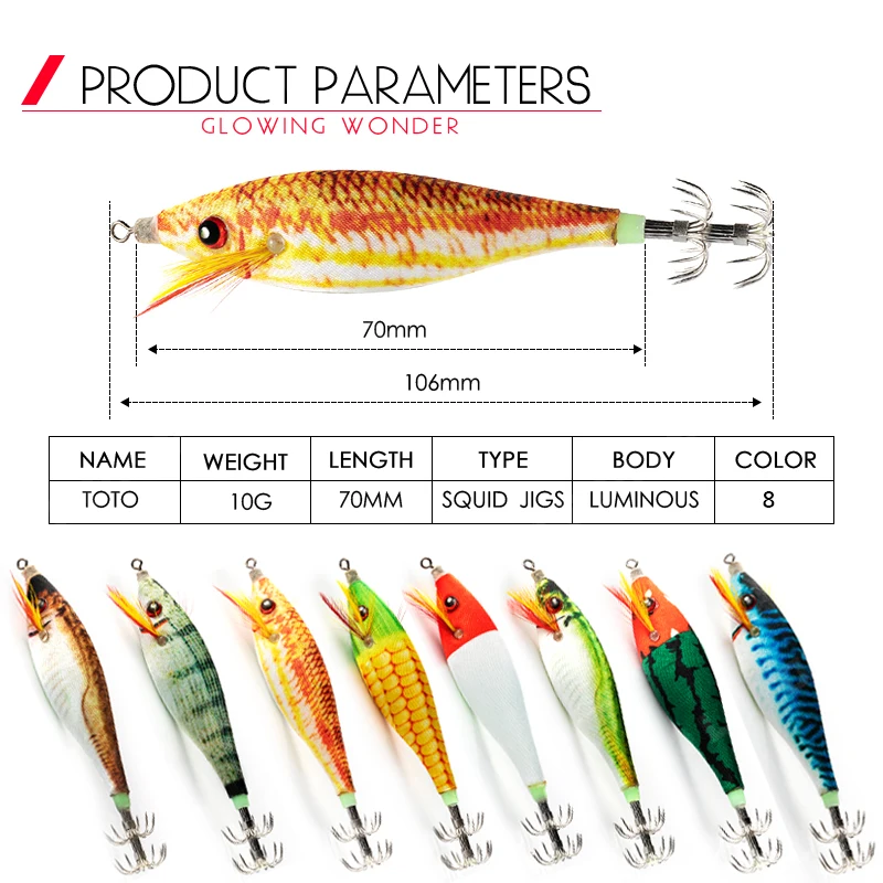 LETOYO 70mm 10g Floating Squid Jigs Fishing Lure Artificial Shrimps Squid Hook For Sea Fishing Cuttlefish Octopus Calamari Baits