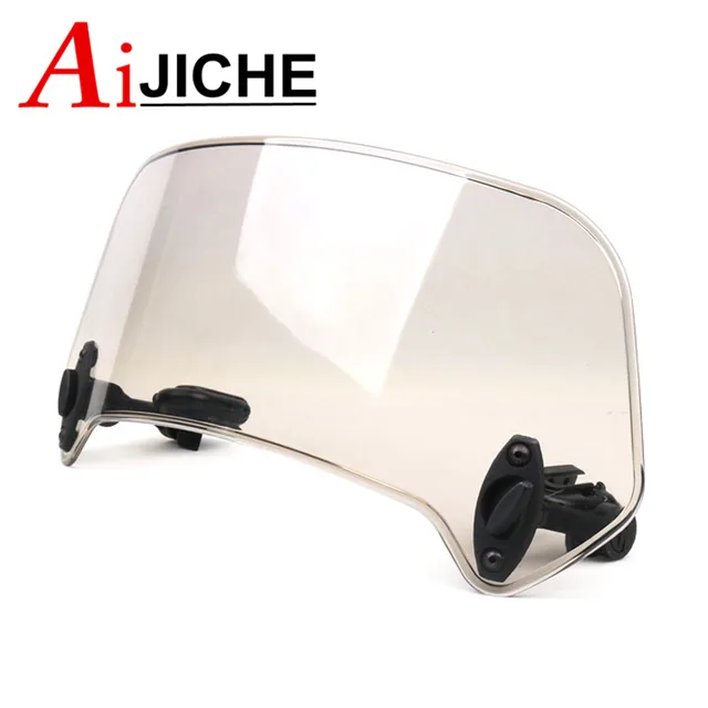Universal Motorcycle Scooter Adjustable Clip On Windscreen Windshield Extension Spoiler Wind Deflector Adjustable Lockable Large brown