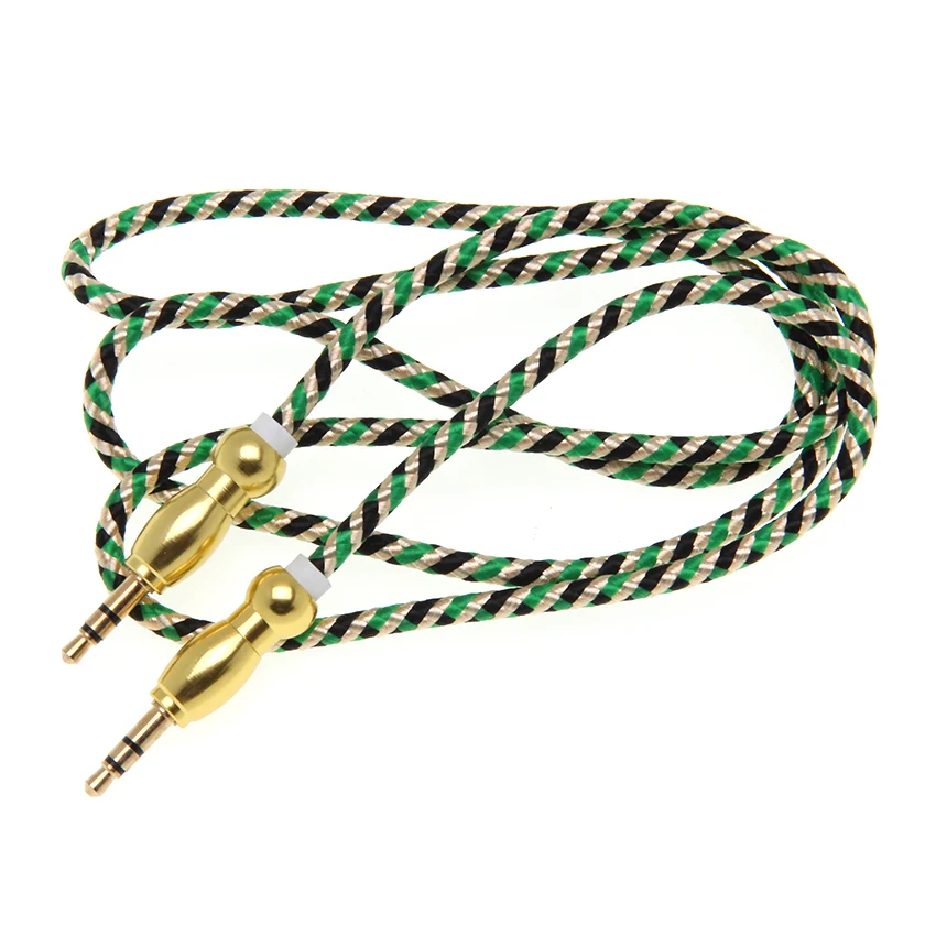 100cm Jack Audio Cable 3 5mm Gold Plug Stereo Aux Cables M M Headphone Cord for iPhone Car Speaker Earphone MP3 4