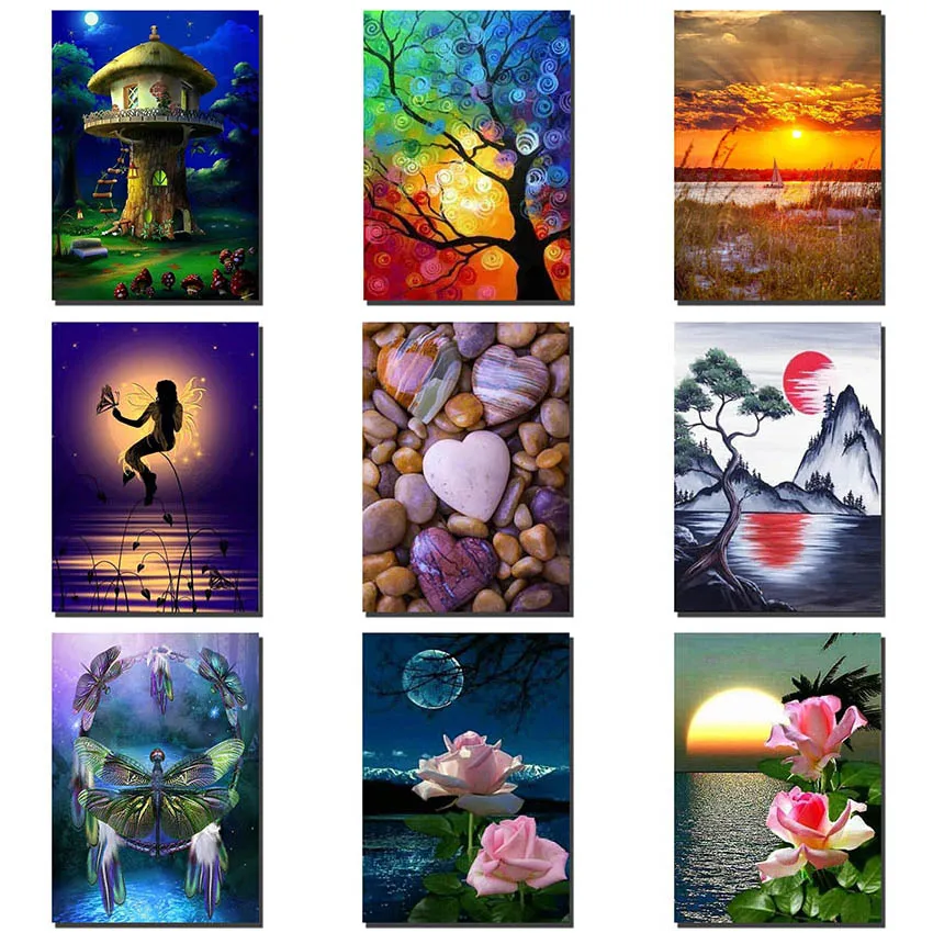 Full Round Diamond painting Cross stitch colours 5D DIY embroidery Square mosaic lightning tree flower art | Дом и сад
