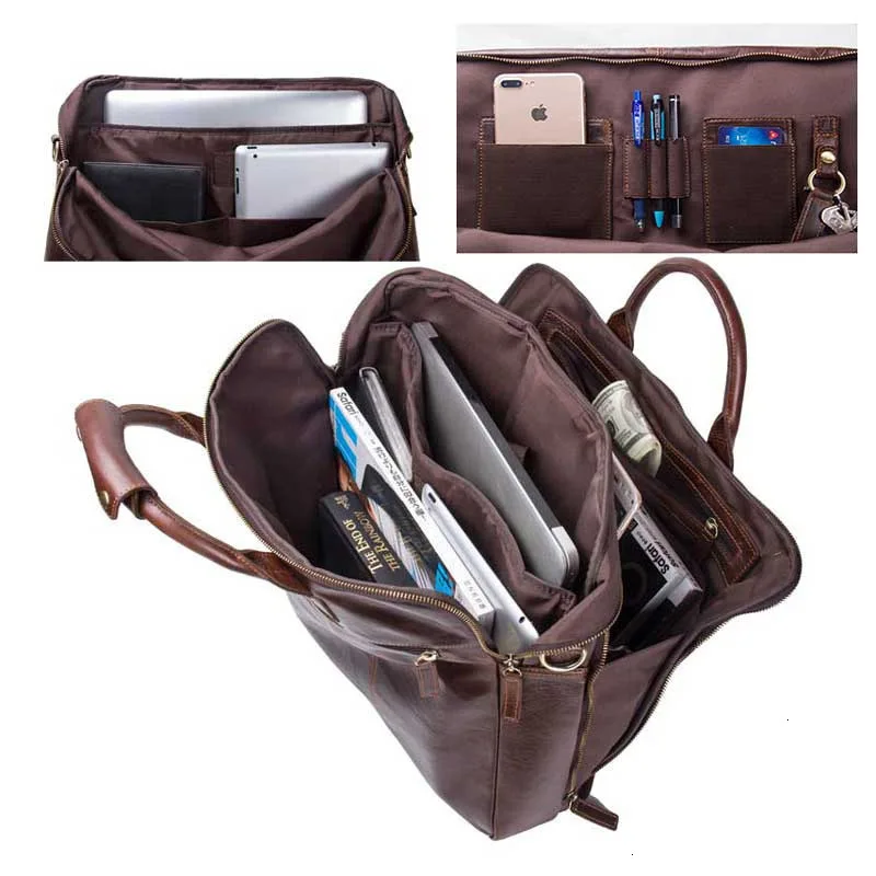 

New Genuine Leather Briefcase mens laptop messenger bags Man Handbag Apply 15.6 Inch Portable Computer Business Affairs designer