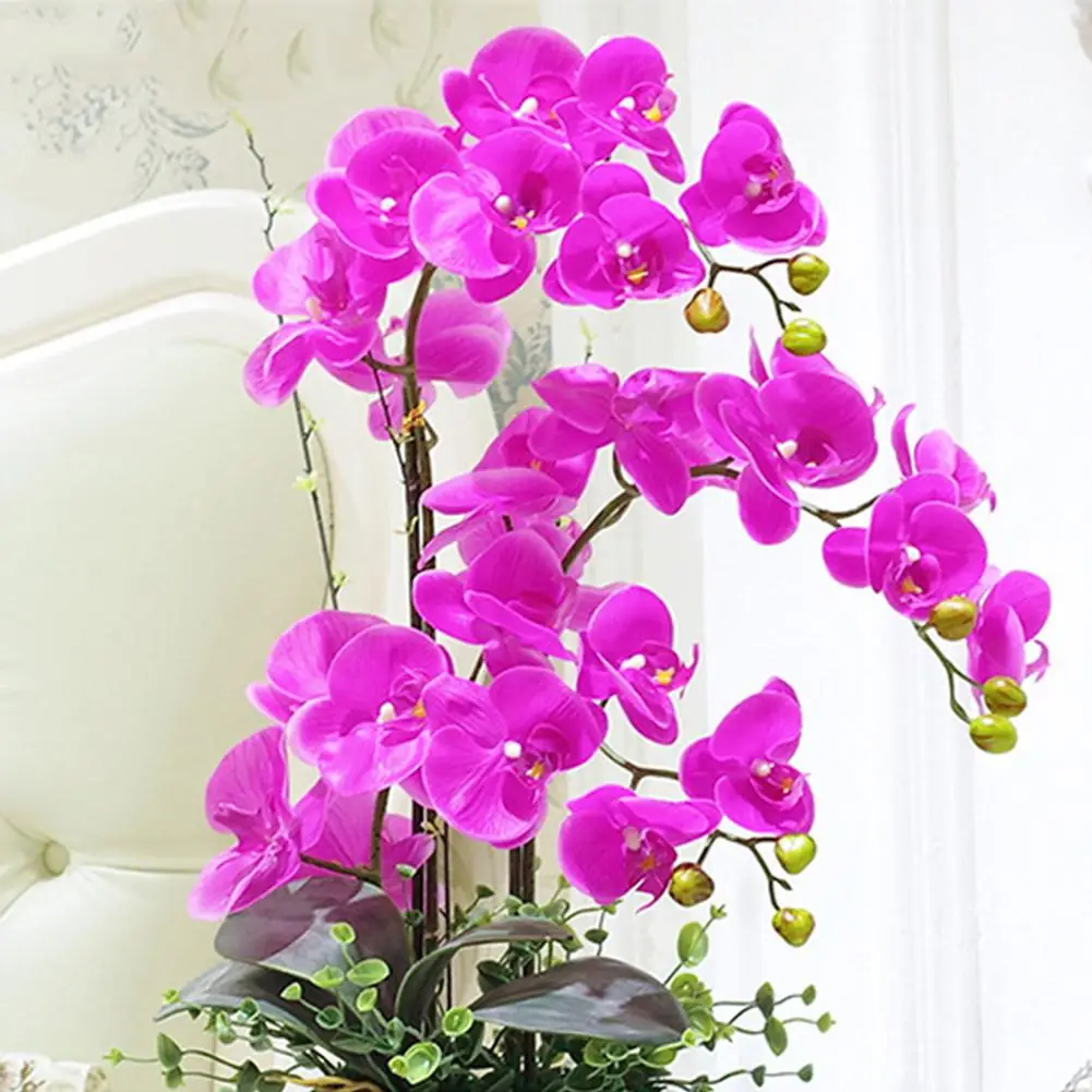 9 головок искусственный цветок фаленопсиса декоративные настоящие на ощупь