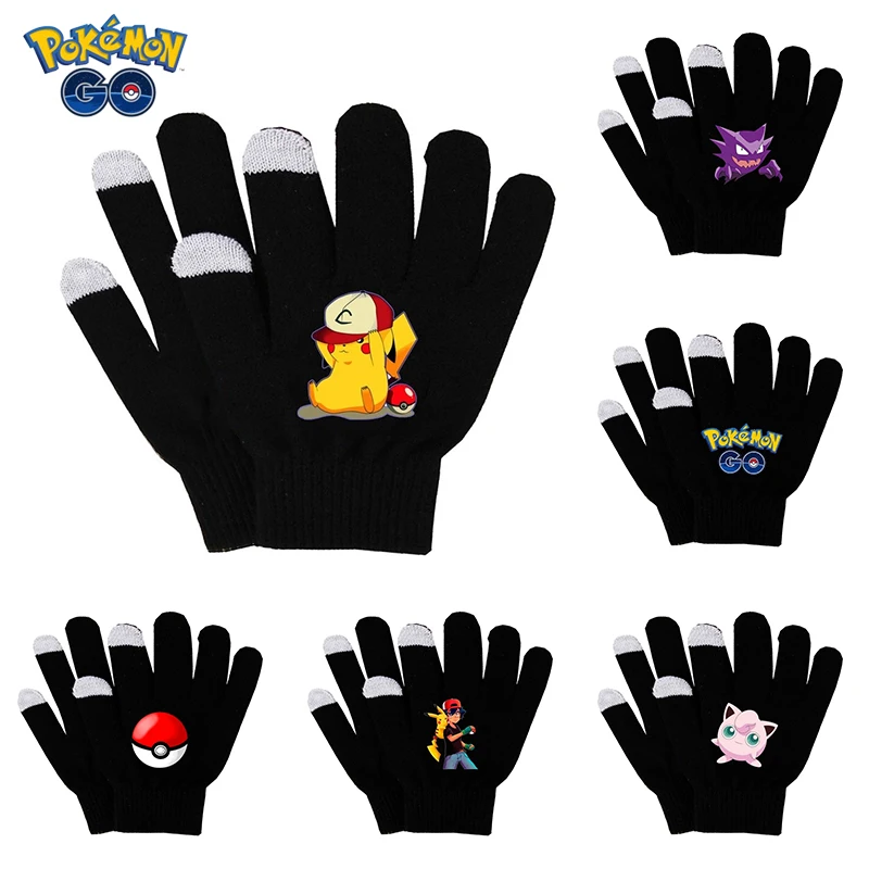 Трикотажные перчатки Pokemon Pikachu Gengar зимние шерстяные мужские осенне-зимние теплые