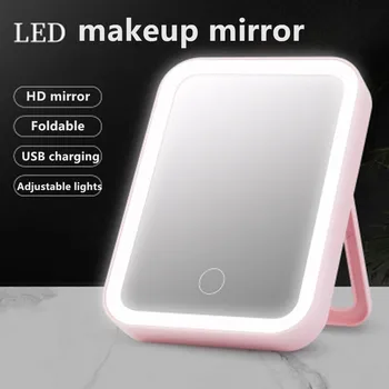 

LED Makeup Mirror With Light for Make Up Adjustable Touch Dimmer Led Vanity Mirrors Foldable Square Beauty Mirror