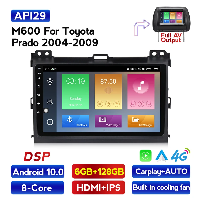 Автомобильный DVD плеер Android 10 2din IPS экран DSP радио для Toyota Land Cruiser Prado 120 2004 2005 2006 2007 2008