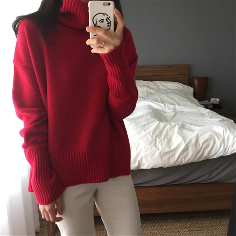 BGTEEVER Winter Turtleneck Long-sleeved Women Sweaters All-match Casual Warm Knitting Pullover Sweaters Female Knit Tops