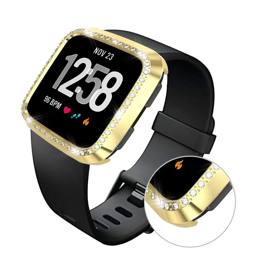 

4 color Shiny Rhinestone PC Shockproof Anti-Scratch Watch Protective Case Protector For Versa Watch case Smart watch Accessories