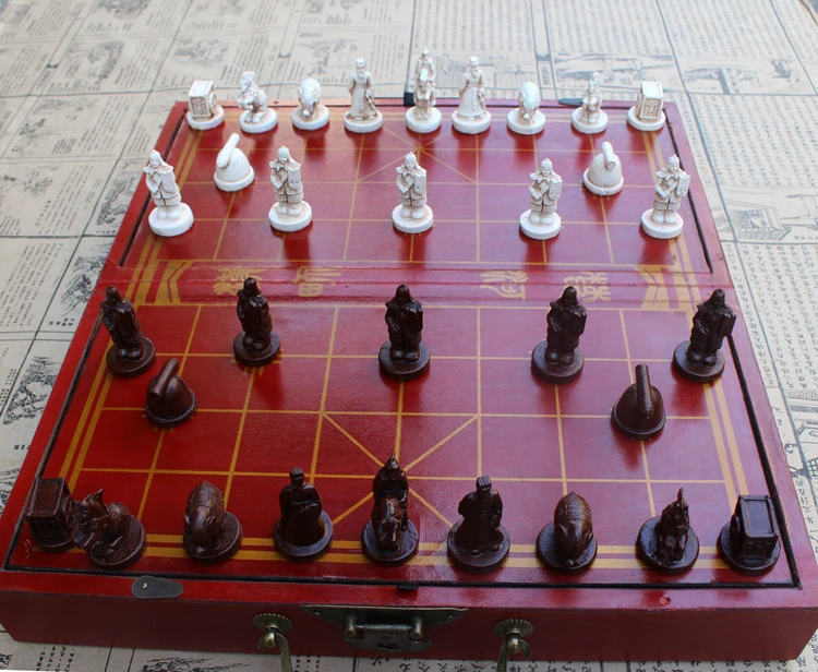 

High-grade Wooden Chinese Chess Game Set Board Game Folding Chessboard Chinese Traditions Chess Resin Chess Pieces New