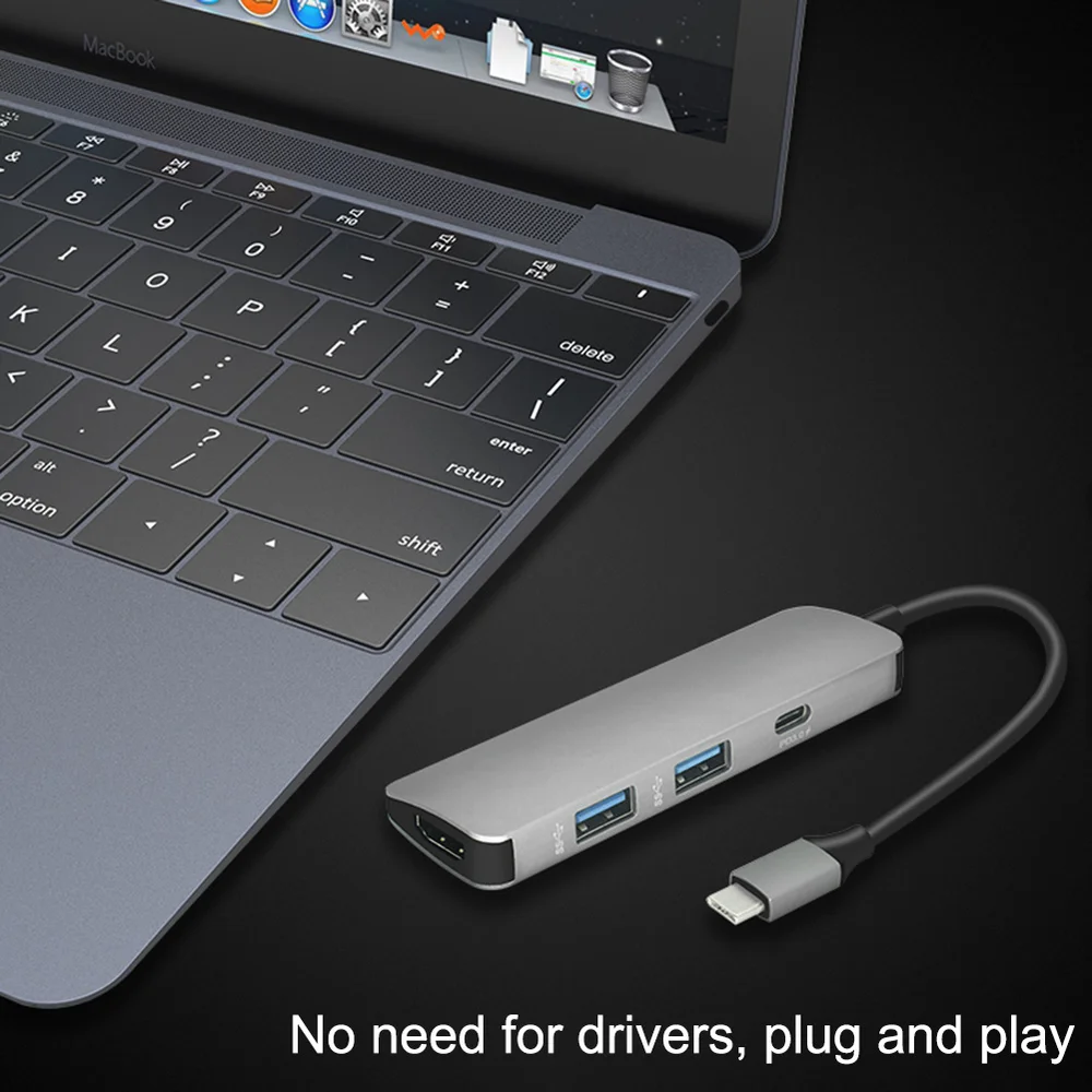 4 в 1 концентратор USB-C к HDMI 4K USB 3,0 адаптер PD/Micro Usb зарядный порт для MacBook Pro samsung Galaxy S8 USB C концентратор