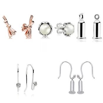 

2020 NEW 100% high quality ROSE RILLIANT BOW EARRING BARREL Cultured Elegance Stud Earrings, White Pearl Charm Post Earrings