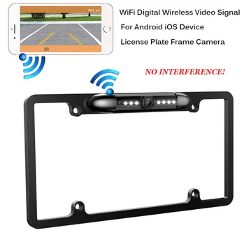 

WiFi Digital Wireless Backup Camera for iPhone/Android IP69 Waterproof Car License Plate Frame Camera for Cars Trucks SUV Pickup