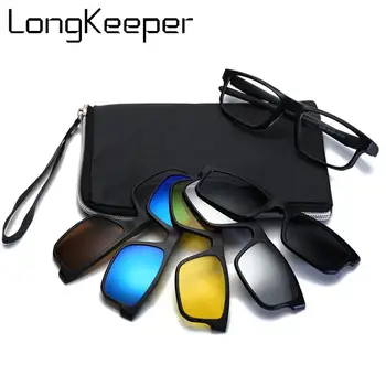 

Classic Men's Polarized Sunglasses Women 5 In 1 Clip On Mirrored Sun Glasses TR90 Optical Prescription Myopia Eyeglass Frame