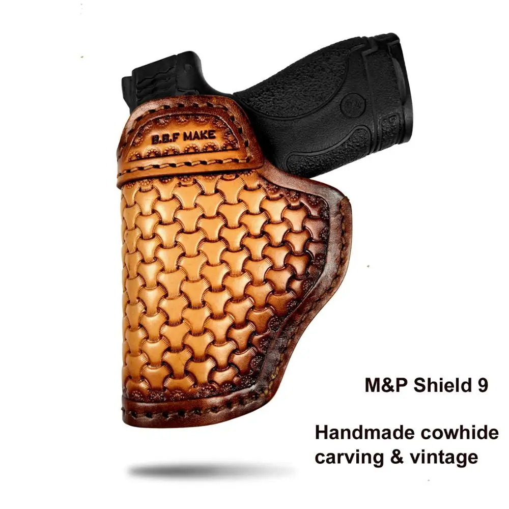 B.B.F MAKE Gun Holster Leather S& W М& P щит-Глок 17 19 22 23 26 27 32 33 42, 43/Спрингфилд XDS с доски кобуры коричневый - Цвет: PD-1