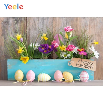 

Spring Happy Easter Rabbit Eggs Flower Newborn Baby Shower Backdrop Vinyl Photography Background For Photo Studio Photophone