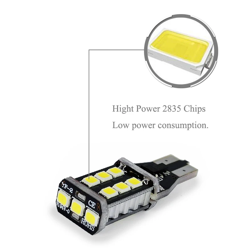 2x T15 W16W 921 супер яркий высокой мощности 15 SMD 2835 Светодиодный Canbus без ошибок автомобильный резервный фонарь лампа Тормозная лампа ксеноновая белая