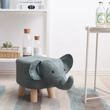Tabouret bas créatif en bois massif pour enfants, style européen, animal, éléphant, veau, chiot, canapé de maison, WF1030
