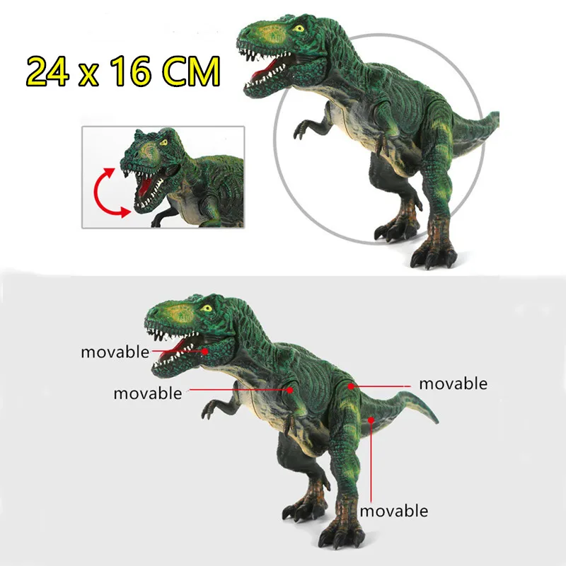 1 шт., 20-28 см, модель подвижного динозавра, Парк Юрского периода, детские игрушки, T-REX, трицератопс, Брахиозавр