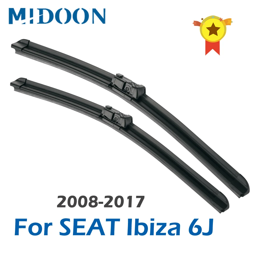 MIDOON Wiper LHD RHD Front Wiper Blades For SEAT Ibiza 6J 2008 - 2017 2016 Windshield Windscreen Front Window 24''+16'' MIDOON Wiper LHD RHD Front Wiper Blades For SEAT Ibiza 6J 2008 - 2017 2016 Windshield Windscreen Front Window 24''+16''