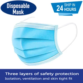 

50/100/200pcs Disposable Mouth Mask 3-Layer Non-woven Masks Filtering Masks Earloop Mascarillas Masque
