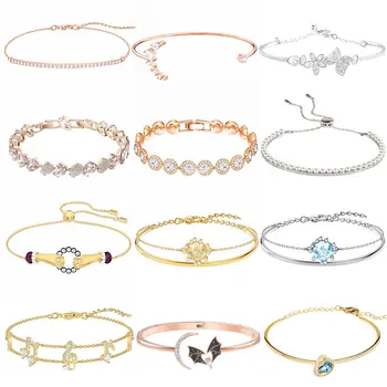 

High quality Swa original popular brand butterfly flower bat moon music note handle inlaid gem crystal bracelet jewelry.