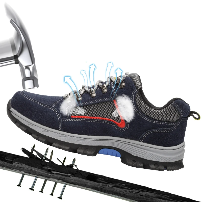 

New Men And Women Safety Shoes Outdoor Breathable Men Boots Smash-Proof Puncture-Proof Workers Sneakers
