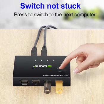 

Keyboard Mouse Metal Plug And Play Sharing USB Interface Home Office 4 In 4 Out For Printer Universal Hub Adapter KVM Switch Box