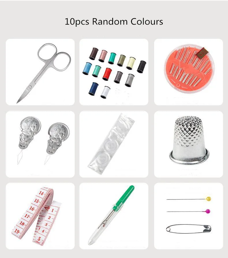 10Pcs/pack Travel home sewing diy kit case needle thread tape scissor set hand craft accessories