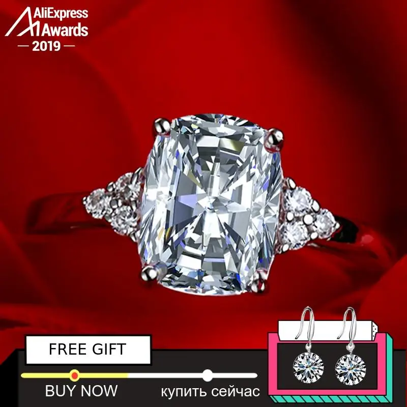 

8*10mm Rectangle Cushion S925 Fine Jewelry sterling silver ring Lab-created diamond Carat 4Cs wedding proposal dream