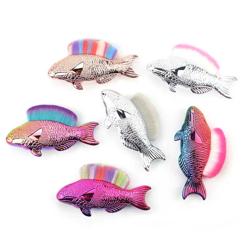 

Portable Makeup Powder Brush Unique Fish Shape Concealer Blush Foundation Brushes Soft Hair Beauty Make Up Women Cosmetic Tool