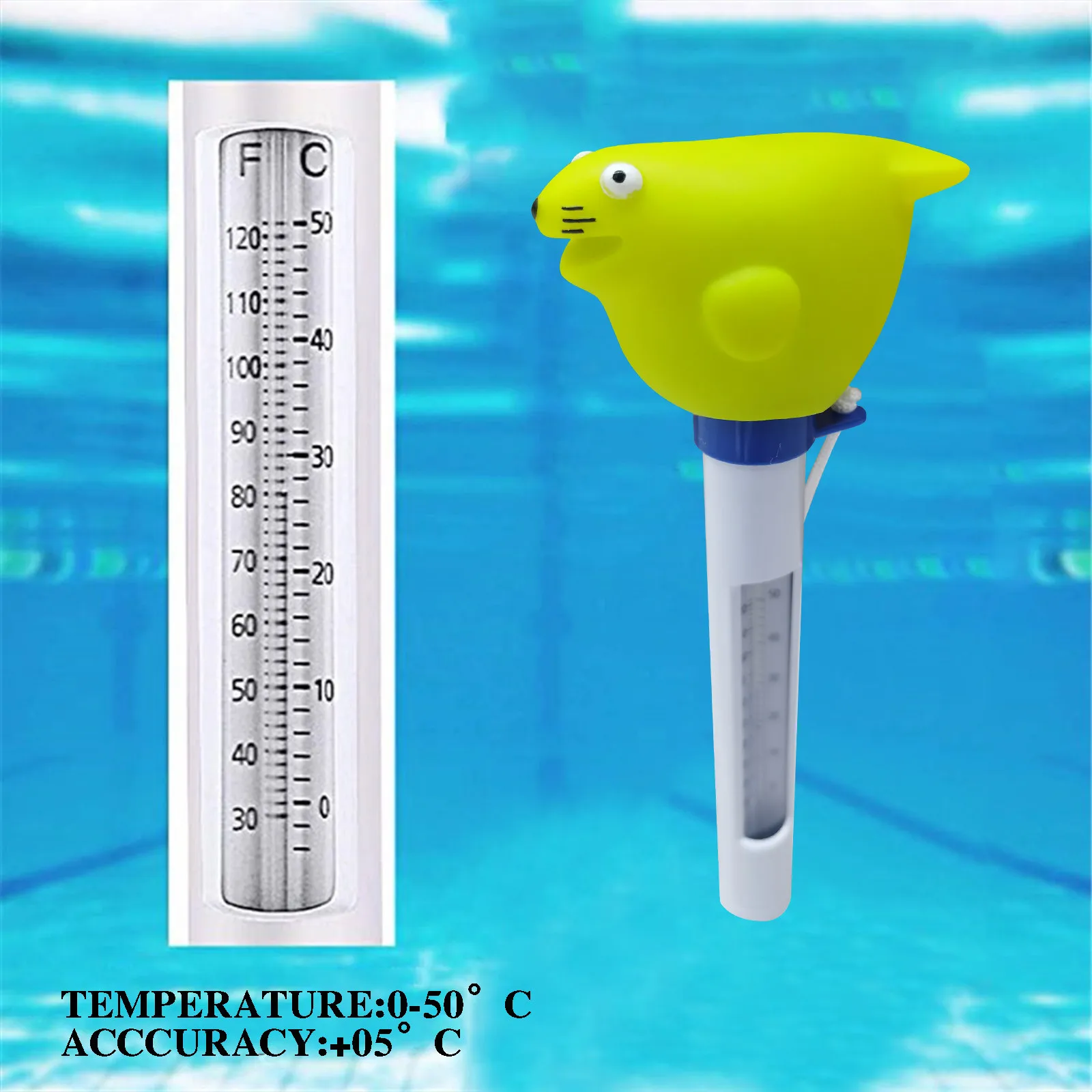 Surenhap Thermomètre pour Piscine Animal Mignon pour piscines intérieures extérieures de thermomètre pour bébé 