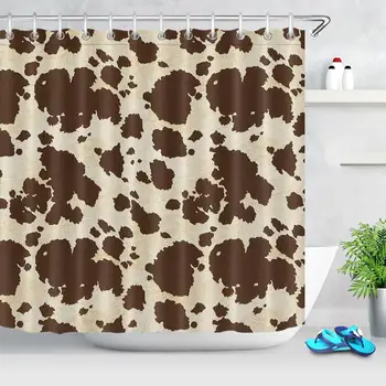 

Brown Cow Pattern Shower Curtain Farm Animal Cattle Skin Spots Print Polyester Fabric Shower Curtains For Bathroom Decorations