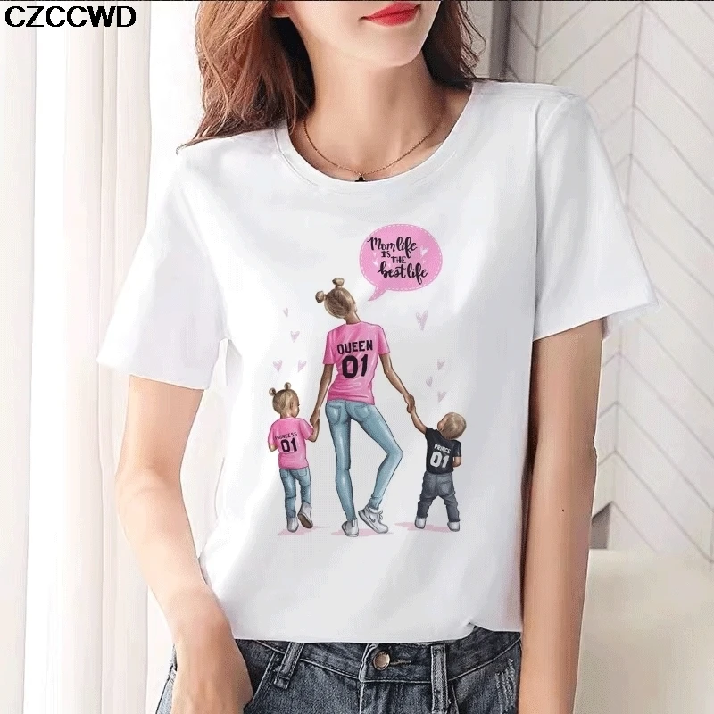 Mother's Day Gift Summer Casual Women T-shirts Ulzzang Streetwear Kawaii Print Tshirt Korean Tops Harajuku Short Sleeve T Shirt