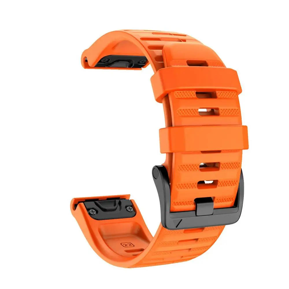 Fenix6x Pro быстросъемный силиконовый ремешок для Garmin Fenix 6X 5X plus 26 мм ремешок 22 мм Fenix 6 Pro 5 часы Easyfit Ремешки для наручных часов - Цвет: Orange