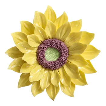 

Ceramic Flower Wall Accessories 3D Sunflower Decoration Wall Ornament for Home Office (Small, Yellow)