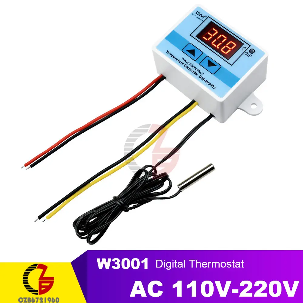 W3001 AC 110V-220V 12 В 24 в 110 В 220 В светодиодный цифровой термостат регулятор температуры чайник с термометром холодильник инкубатор терморегулятор датчик - Цвет: W3001 AC 110V-220V