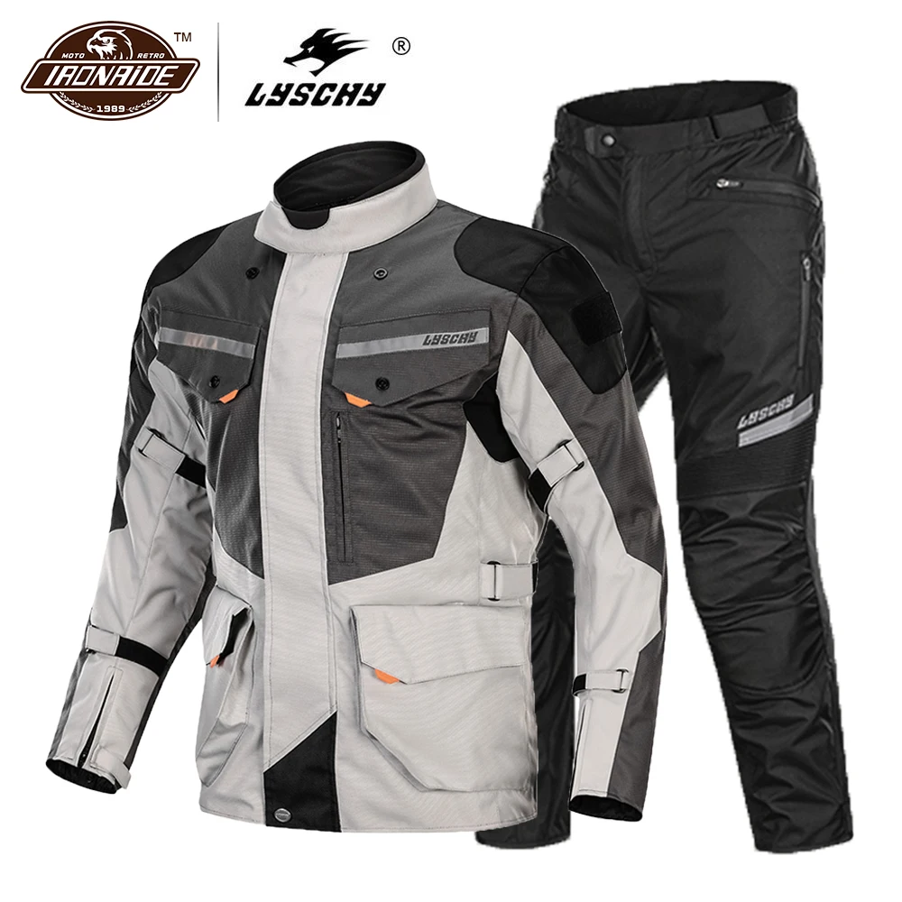 

LYSCHY Men Motorcycle Jacket Waterproof Moto Motocross Jacket Body Armor Motorbike Riding Jacket Breathable Protection Summer