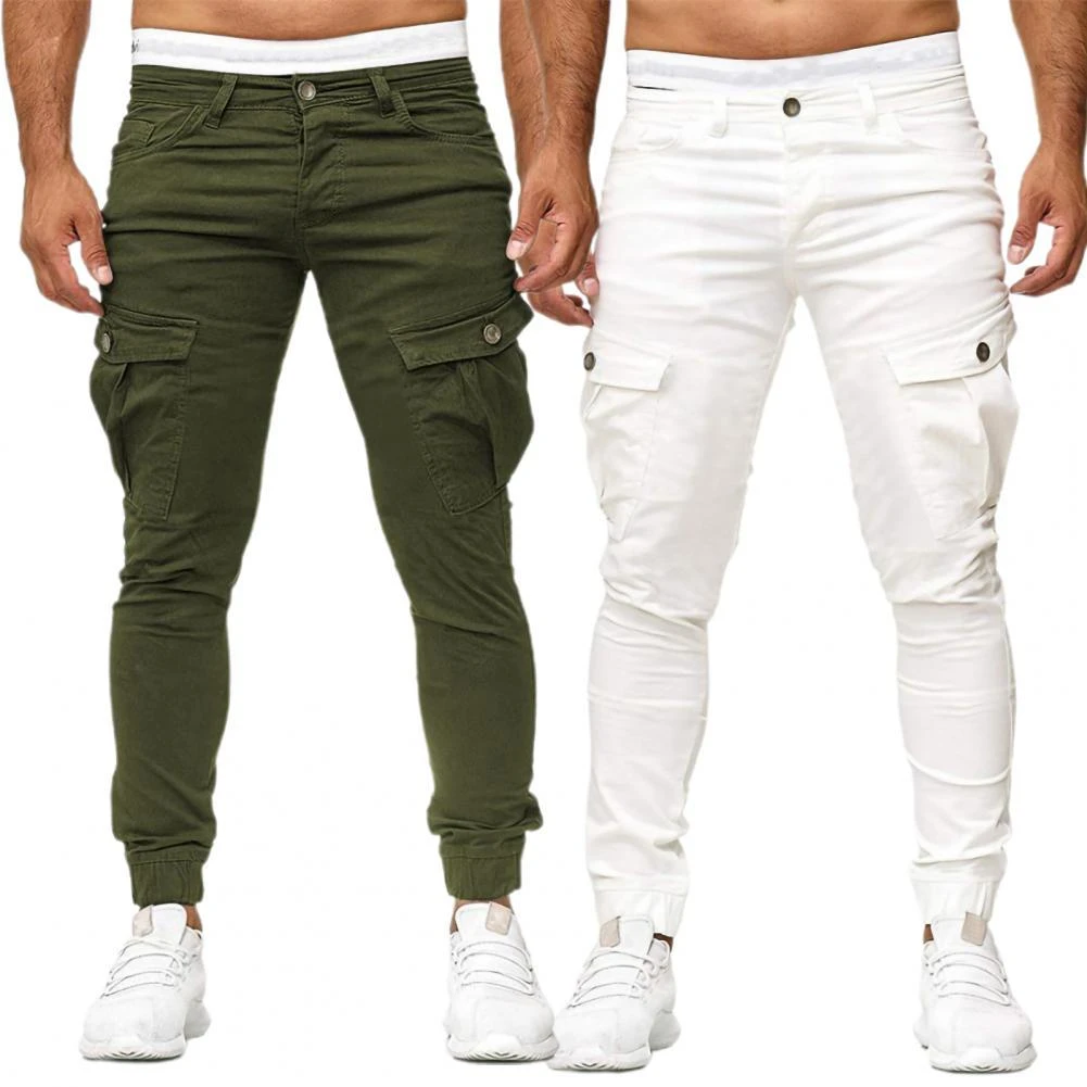 Pantalones ajustados sencillos para ropa masculina, pantalones Cargo ajustados para -