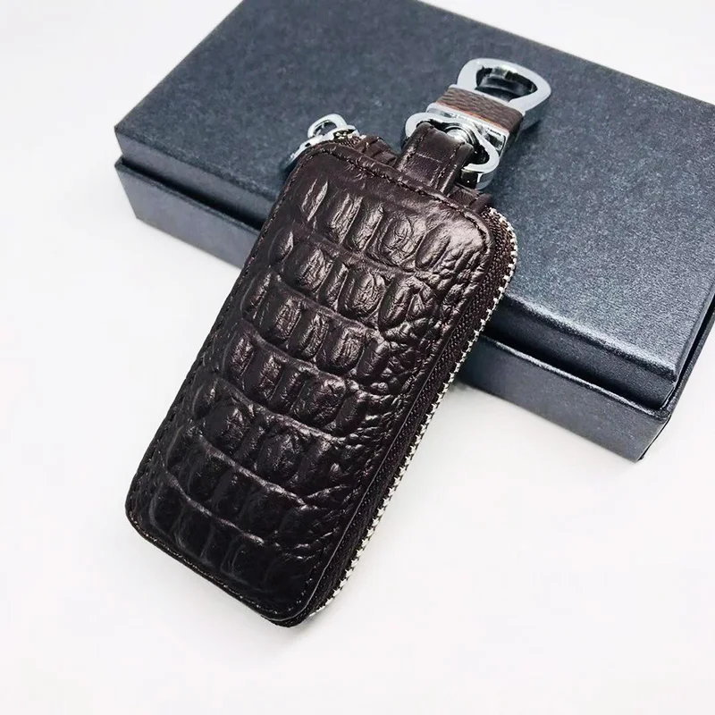 Men Women Leather Keychain Key Holder Organizer Pouch Cow Split Car Key Bag Wallet Housekeeper Key Case Card Bag