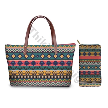 

Aztec Tradition Printing 2pcs/set Women Handbags 2020 New Hand Bags&Wallet Ladies Shoulder Tote Bag For Custom Beach Bags