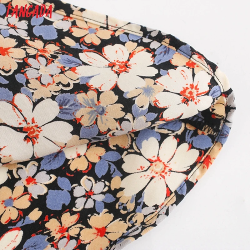 Tangada women floral print A-line skirt faldas mujer vintage side zipper office ladies elegant chic skirts 3L68
