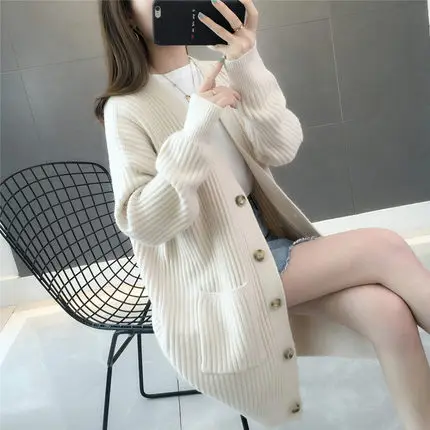 Autumn/winter Fashion Women Cardigans Long Sleeve Button Sweater Women Casual Solid Long Women Cardigan 5784 50