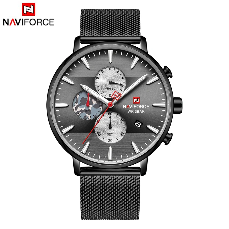 NAVIFORCE мужские часы лучший бренд модные роскошные спортивные кварцевые часы из нержавеющей стали мужской хронограф водонепроницаемые наручные часы с датой - Цвет: B B