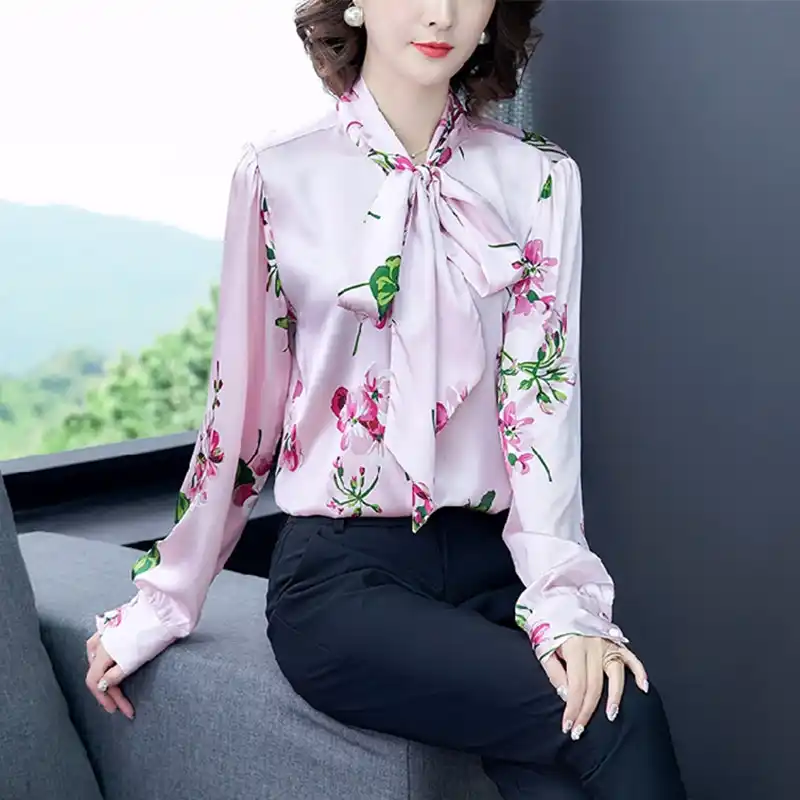 satin print blouse