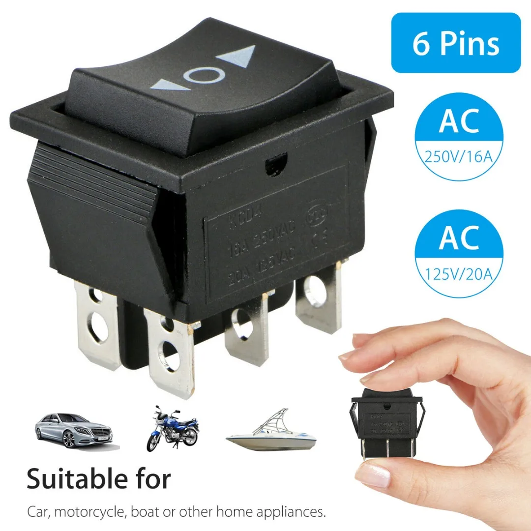 

Mayitr 1pc Automatic Rebound Ship-shape 6-pin 3 File Power Switch For Car Motorcycle Boat AC 250V/16A AC 125V/20A