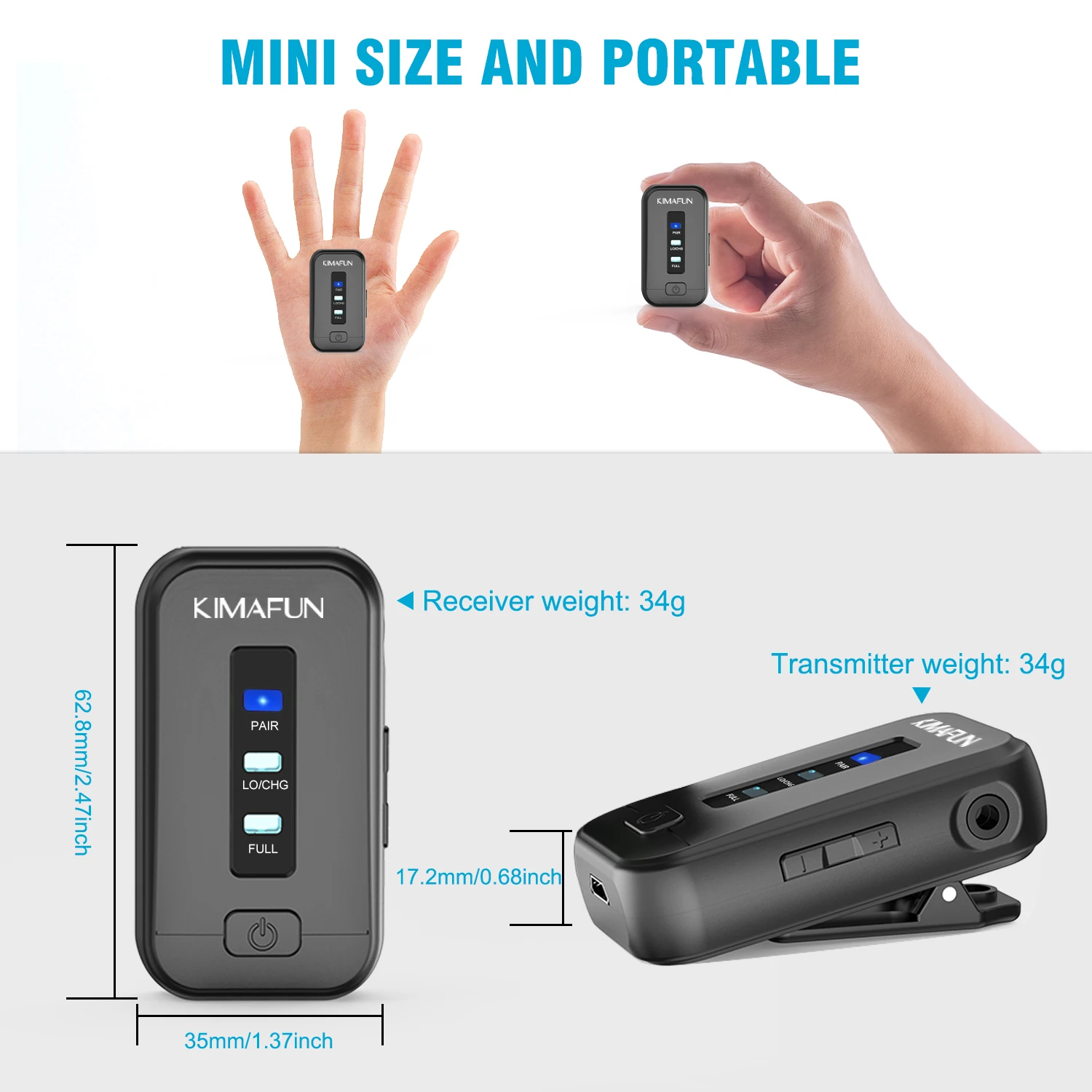 KIMAFUN 2.4G Lavalier Wireless Microphone System Transmitter Kit Vlog Video Recording Interview Mic for DSLR Camera Smartphone