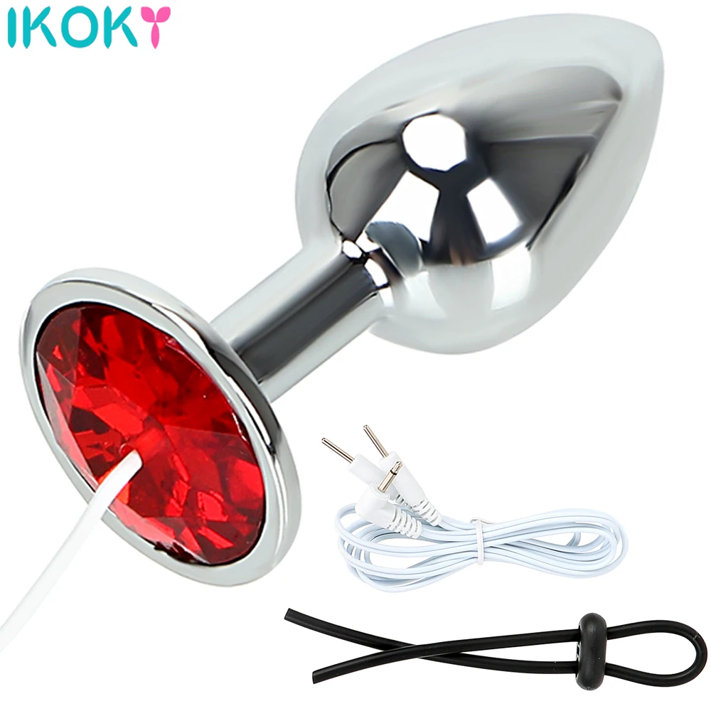 IKOKY Electric Shock Set Penis Stimulator Sex Toys For Men Anal Plug & Cock Ring Electrical Climax Medical Themed electro sex toys electric sex toys