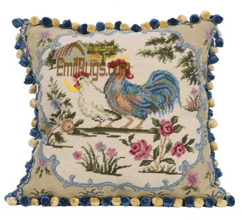 

chic needlepoint pillow cases home decor knitted Seat For Chairs Square Roses Handmade woolen Couch Throw Interior Decoration